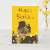 Happy Squirrel & His Nuts Verjaardag Kaart (Gele Bloem)