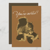 Happy Squirrel & Nuts Birthday Party Invitation Kaart (Voorkant / Achterkant)