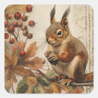 Happy Squirrel Vierkante Sticker