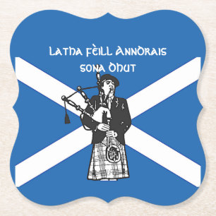 Happy St Andrews Day Flag Bagpiper Kartonnen Onderzetters