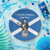 Happy St Andrews Day Flag Bagpiper Large 9" Papieren Bordje (Feest)