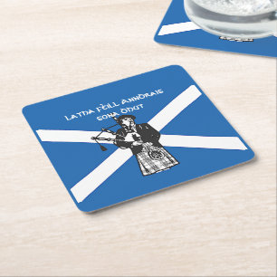 Happy St Andrews Day Flag Bagpiper Vierkante Kartonnen Onderzetter