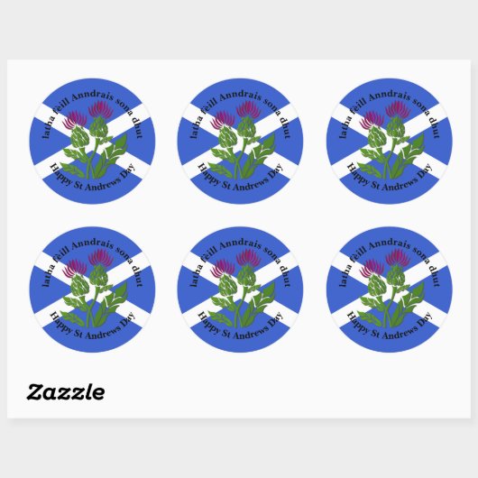 Happy St Andrews Day Flag Thistle Ronde Sticker (Vel)