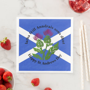 Happy St Andrews Day Flag Thistle Servet