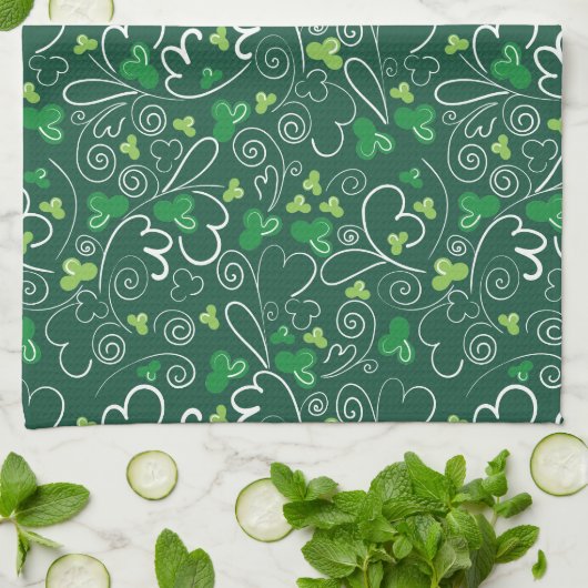 HAPPY ST. DAG Shamrock Pattern Kitchen T Theedoek (Gevouwen)