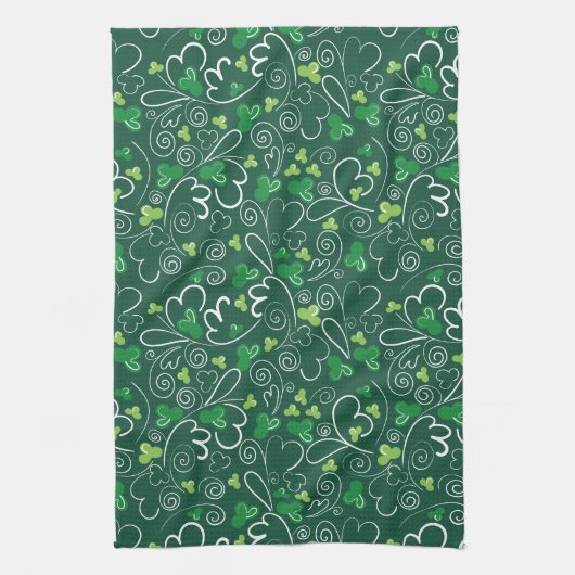 HAPPY ST. DAG Shamrock Pattern Kitchen T Theedoek (Verticaal)