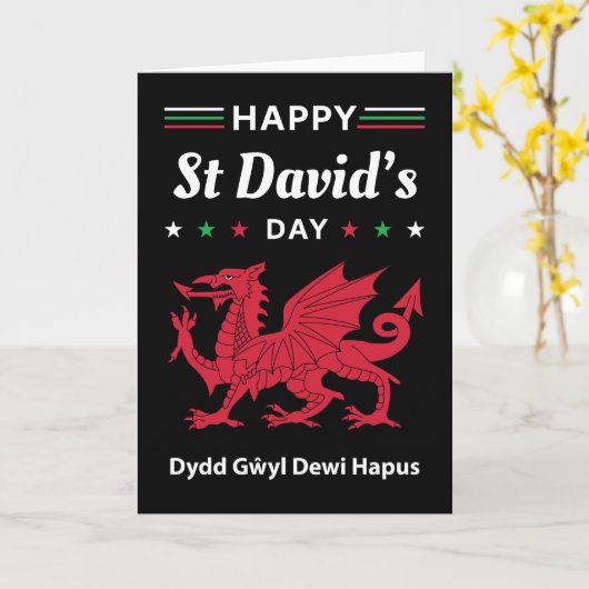 Happy St David's Day Dydd Garreyl Dewi Hapus 3 Kaart (Gele Bloem)