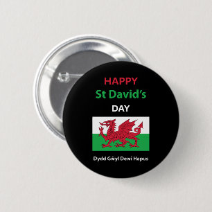 Happy St David's Day Dydd Garreyl Dewi Hapus Ronde Button 5,7 Cm
