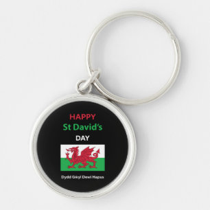 Happy St David's Day Dydd Garreyl Dewi Hapus Sleutelhanger
