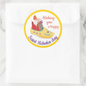 Happy St. Nicholas Day Greeting, Sinterklaas eve Ronde Sticker (Tas)