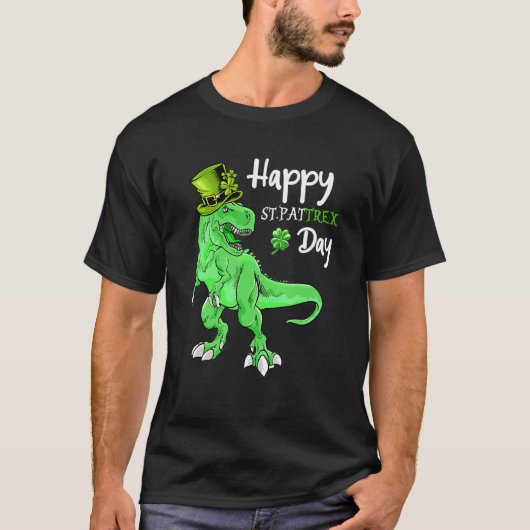 Happy St Pat Rex Day St Patricks Day Dinosaurus T-shirt (Voorkant)