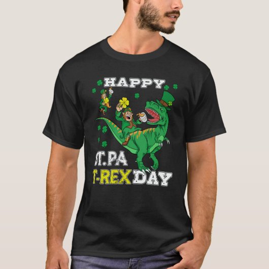 Happy St Pat Rex Saint Patrick's Day Leprechaun Di T-shirt (Voorkant)