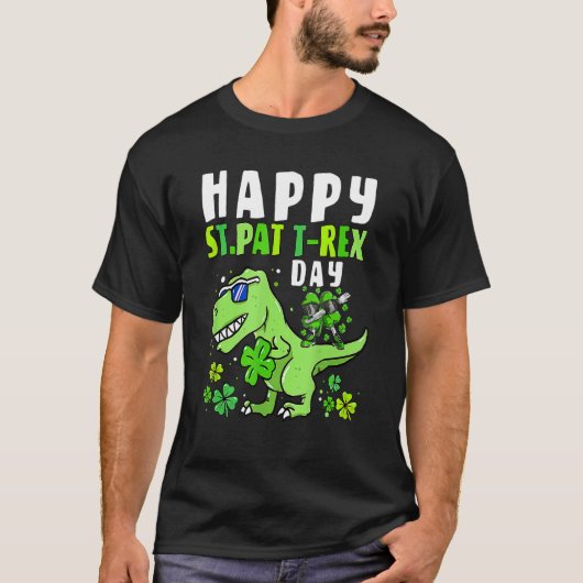 Happy St Pat T Rex Dabbing Shamrock St Patrick's D T-shirt (Voorkant)