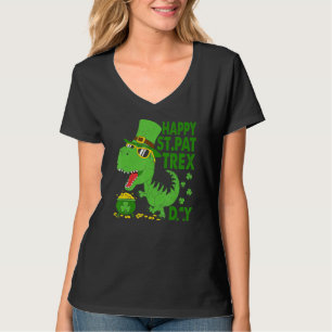 Happy St Pat T Rex Saint Patrick's Day Dinosaur Bo T-shirt