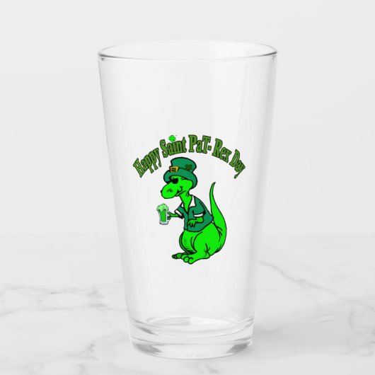 Happy St Pat T-Rex Saint Patrick's Day Dinosaur Glas (Voorkant)