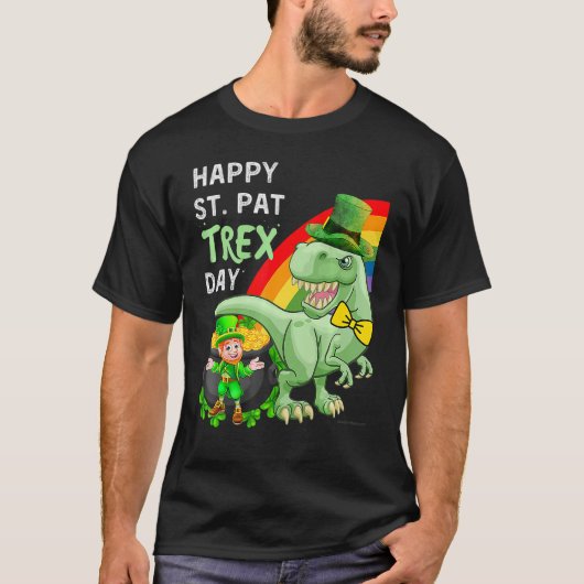 Happy St Pat T Rex Saint Patrick's Day Dinosaur T-shirt (Voorkant)