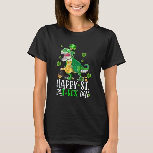 Happy St Pat Trex Day Dino St Patricks Day Toddler T-shirt (Voorkant)