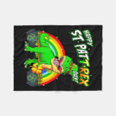 Happy St Pat Trex Day St Patricks Day Schattige Di Fleece Deken (Voorkant (Horizontaal))