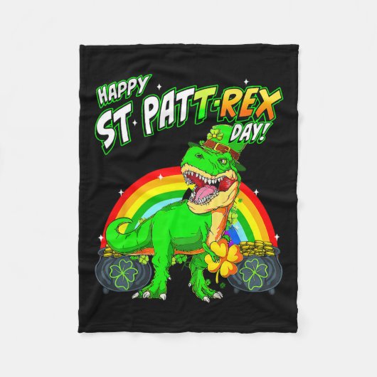 Happy St Pat Trex Day St Patricks Day Schattige Di Fleece Deken (Voorkant)