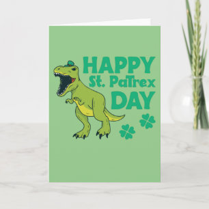Happy St. Patrex Day Trex St. Patricks Pun Card Kaart