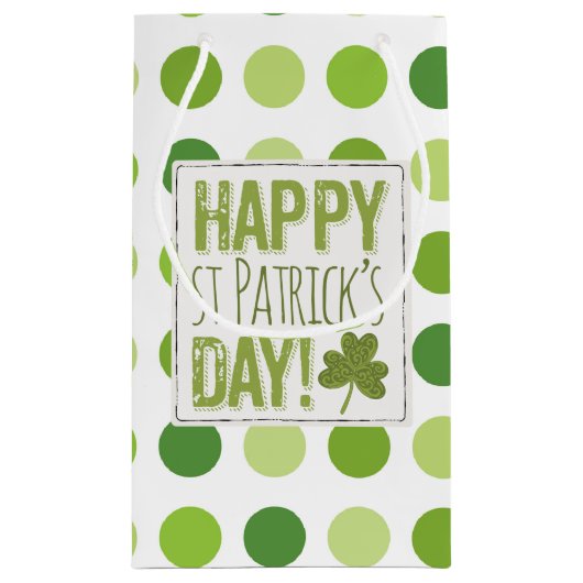 Happy St. Patrick Day Green Dotted Gift Bag Klein Cadeauzakje (Achterkant)