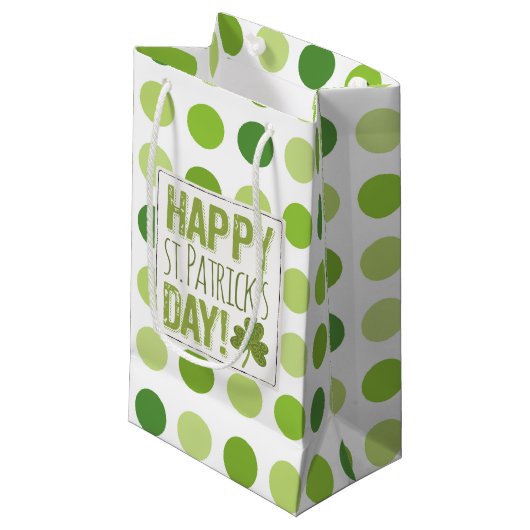 Happy St. Patrick Day Green Dotted Gift Bag Klein Cadeauzakje (Voorkant Gekanteld)