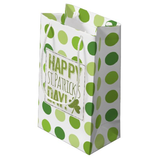 Happy St. Patrick Day Green Dotted Gift Bag Klein Cadeauzakje (Achterkant Gekanteld)