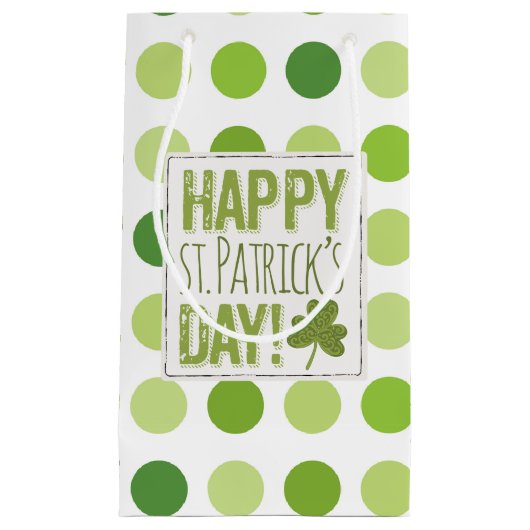 Happy St. Patrick Day Green Dotted Gift Bag Klein Cadeauzakje (Voorkant)