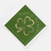 Happy St. Patrick Green en Gold Clover Shamrock N Servet (Hoek)