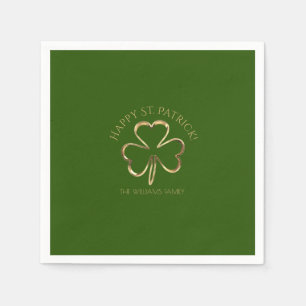 Happy St. Patrick Green en Gold Clover Shamrock Servet