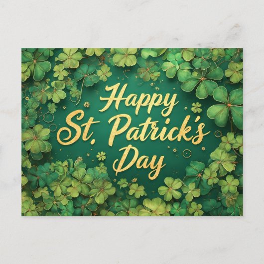 Happy St. Patrick’s Day Clover Design Briefkaart (Voorkant)