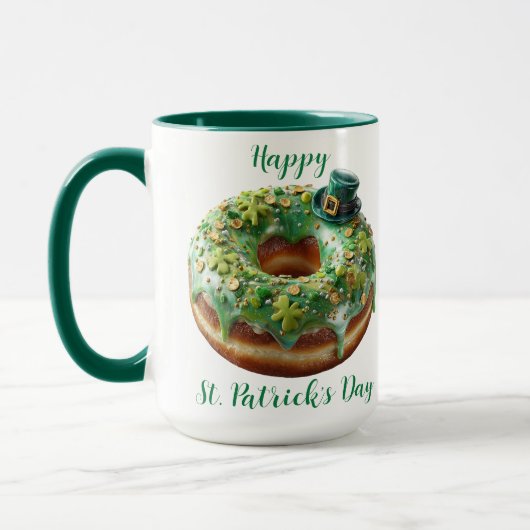 Happy St. Patrick’s Day Donut with Leprechaun Hat Mok (Links)