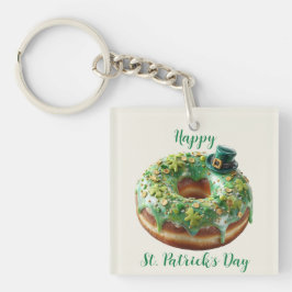 Happy St. Patrick’s Day Donut with Leprechaun Hat Sleutelhanger