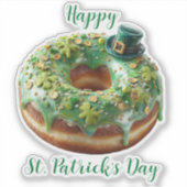 Happy St. Patrick’s Day Donut with Leprechaun Hat Sticker (Voorkant)