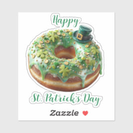 Happy St. Patrick’s Day Donut with Leprechaun Hat Sticker