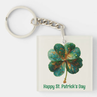 Happy St. Patrick’s Day Elegant Shamrock Sleutelhanger