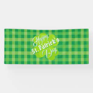 Happy St. Patrick\s Day Green Tartan Lucky Clover Spandoek