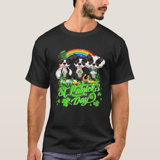 Happy St Patrick s Day Shamrock Leprechaun Boston  T-shirt (Voorkant)