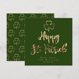 Happy St. Patrick Shamrock Clover Elegant Green Feestdagenkaart