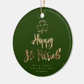 Happy St. Patrick Shamrock Clover Elegant Green Keramisch Ornament (Links)
