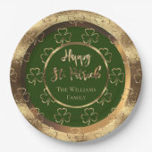 Happy St. Patrick Shamrocks Green Clovers Irish Papieren Bordje (Voorkant)
