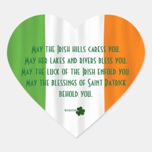 Happy St. Patrick's Blessing Irish Flag Shamrock Hart Sticker