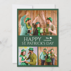 Happy St patricks dag Shamrocks familie foto Feestdagenkaart