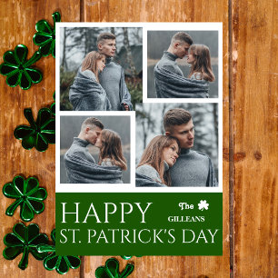 Happy St patricks dag Shamrocks familie foto Feestdagenkaart
