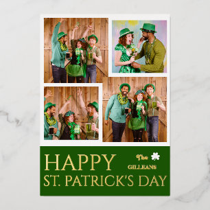 Happy St patricks dag Shamrocks familie foto Folie Feestdagenkaart