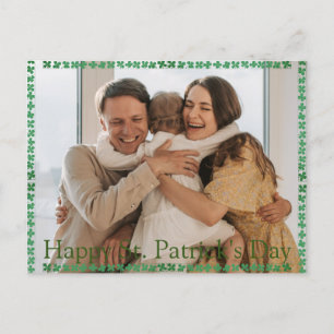 Happy St. patrick's dag Shamrocks familiefoto Feestdagenkaart