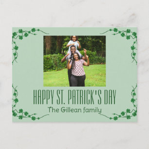 Happy St. patrick's dag Shamrocks familiefoto Feestdagenkaart