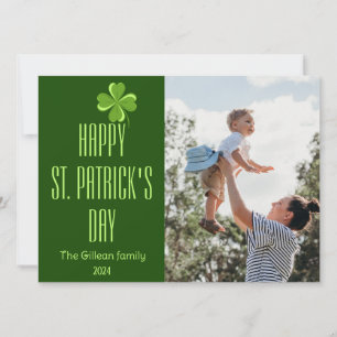 Happy St. patrick's dag Shamrocks familiefoto Feestdagenkaart