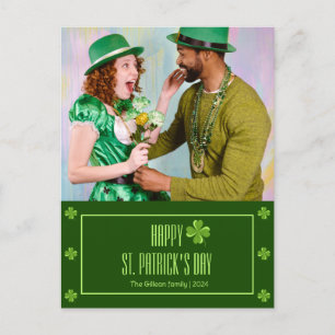 Happy St. patrick's dag Shamrocks familiefoto Feestdagenkaart