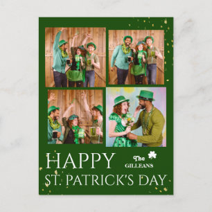 Happy St. patrick's dag Shamrocks familiefoto Feestdagenkaart